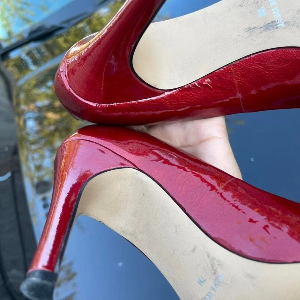 Glossy Red Nine‎ West Stilettos